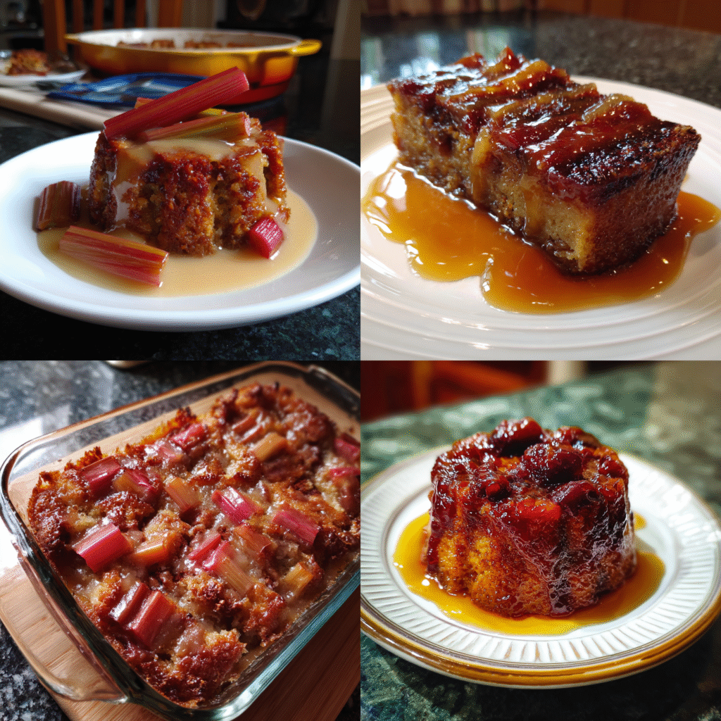 baked sticky rhubarb pudding recipe