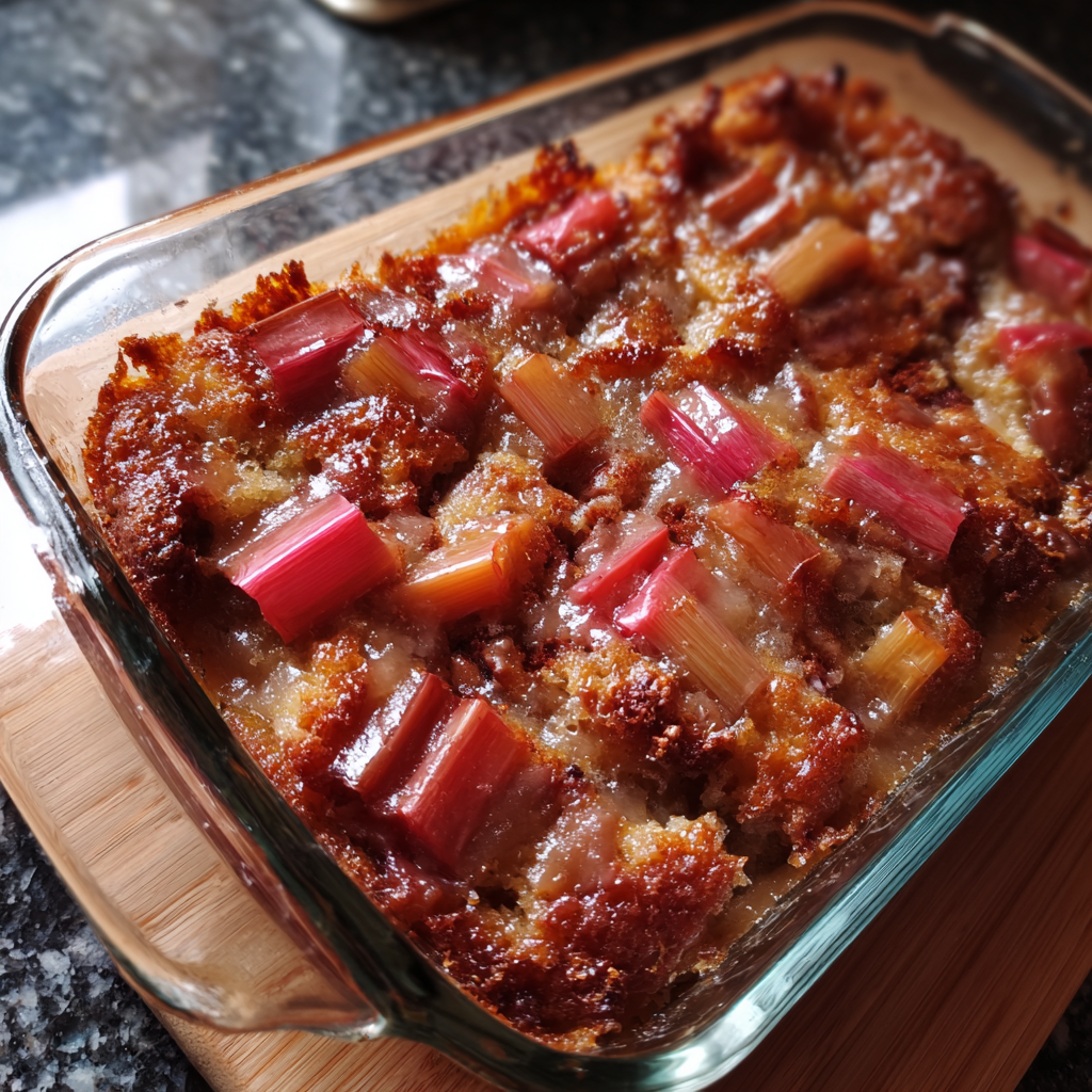 baked sticky rhubarb pudding recipe