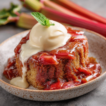 baked sticky rhubarb pudding recipe
