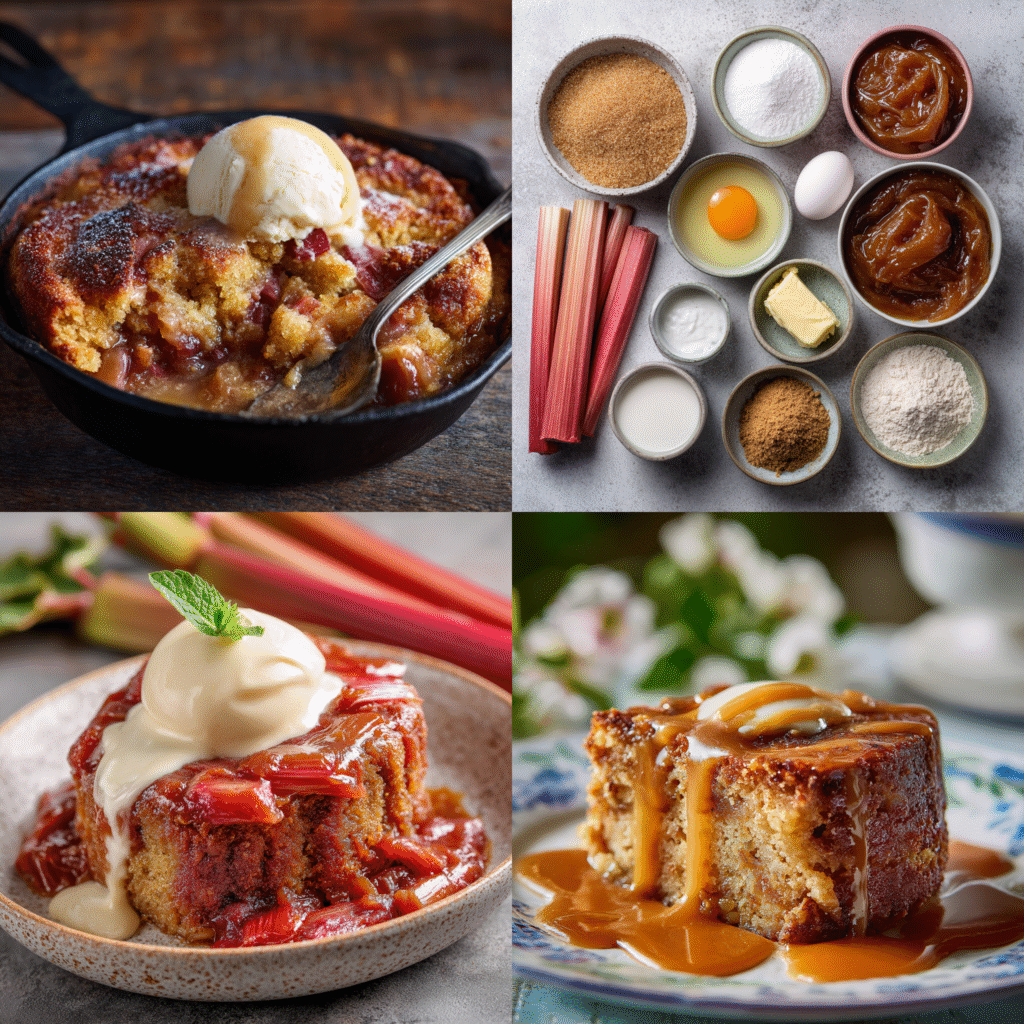 baked sticky rhubarb pudding recipe