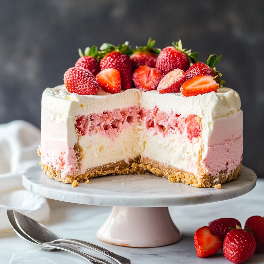 Strawberry Cheesecake Ice Cream Cake Recipe